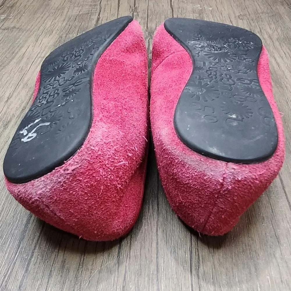 ❤️2/$18 Slip On Sherpa Lined Shearling Suede Logo Flats Size 5